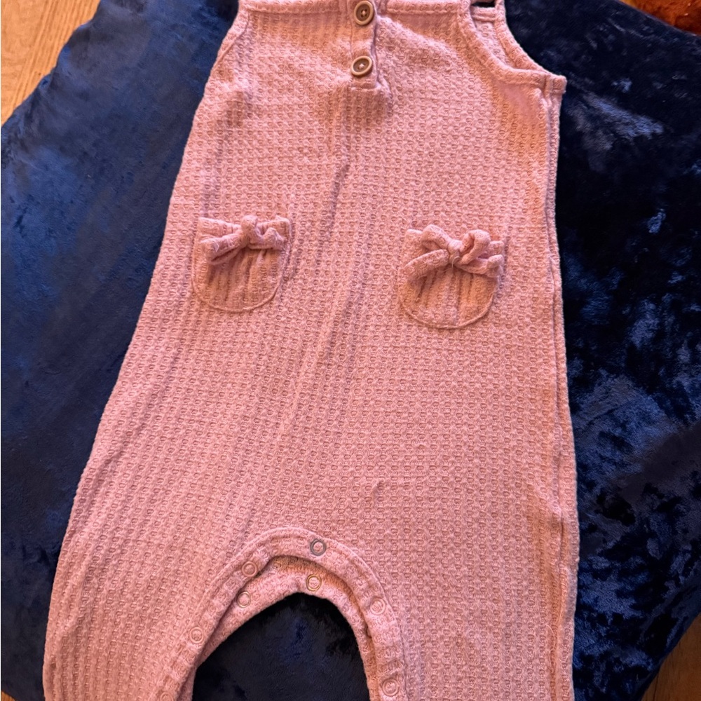 Pink Knit Baby Overalls